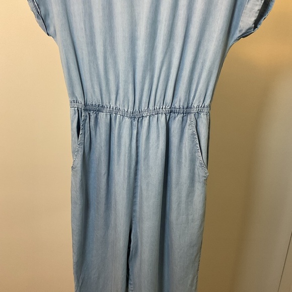 15. Japna Blue Relaxed Fit Short Sleeve Jumpsuit with Elastic Waist Size Medium - Picture 3 of 8